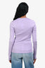 Balenciaga 2021 Purple Metallic Ribbed Knit Logo Long Sleeved Top Size S