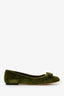 Salvatore Ferragamo Green Velvet Vara Bow Ballet Flats Size 6.5