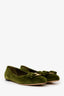 Salvatore Ferragamo Green Velvet Vara Bow Ballet Flats Size 6.5