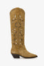 Isabel Marant Khaki Green Suede Denvee 40mm Cowboy Boots Size 37