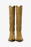 Isabel Marant Khaki Green Suede Denvee 40mm Cowboy Boots Size 37