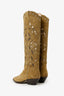 Isabel Marant Khaki Green Suede Denvee 40mm Cowboy Boots Size 37
