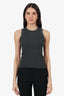 Brunello Cucinelli Grey Glitter Cashmere Ribbed Sleeveless Top Size L
