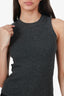 Brunello Cucinelli Grey Glitter Cashmere Ribbed Sleeveless Top Size L