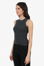 Brunello Cucinelli Grey Glitter Cashmere Ribbed Sleeveless Top Size L