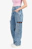 Maison Margiela Blue Denim Slashed Cut-Out Wide-Leg Jeans Size 40