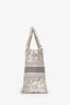Christian Dior 2021 Grey Canvas Toile de Jouy Embroidered Medium Book Tote