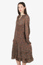 Veronica Beard Brown Paisley Ruffled Maxi Dress Size 12