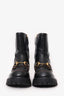 Gucci Black Leather Horsebit Chunky Boots Size 38.5