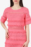 Maje Pink Crochet Mini Dress Size 36