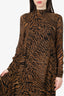 Ganni Brown Print Long Sleeve Maxi Dress Estimated Size M