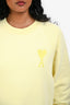 AMI Yellow Cotton 'Ami de Coeur' Crewneck Sweatshirt Size S