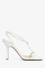Bottega Veneta White Leather Stretch Strap Heels Size 37