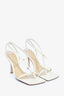 Bottega Veneta White Leather Stretch Strap Heels Size 37