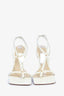 Bottega Veneta White Leather Stretch Strap Heels Size 37