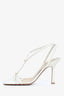 Bottega Veneta White Leather Stretch Strap Heels Size 37