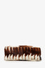 Fendi Brown/White Pony Hair Baguette Shoulder Bag