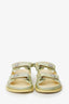 Pre-Loved Chanel™ Green Leather Interlocking CC Logo Slingback Sandals Size 36.5