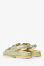 Pre-Loved Chanel™ Green Leather Interlocking CC Logo Slingback Sandals Size 36.5