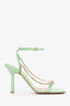 Bottega Veneta Green Leather Chain Strap Stretch Heels Size 37