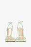 Bottega Veneta Green Leather Chain Strap Stretch Heels Size 37