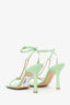 Bottega Veneta Green Leather Chain Strap Stretch Heels Size 37