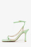 Bottega Veneta Green Leather Chain Strap Stretch Heels Size 37