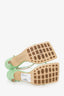 Bottega Veneta Green Leather Chain Strap Stretch Heels Size 37