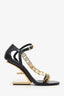 Fendace Black Leather 'First' Slingback Heels Size 37