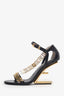 Fendace Black Leather 'First' Slingback Heels Size 37