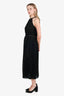 Zimmermann Black High Neck Pleated Midi Dress With Gold Belt Size 0