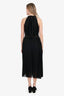 Zimmermann Black High Neck Pleated Midi Dress With Gold Belt Size 0
