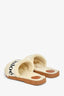 Chloe Beige Shearling Logo 'Woody' Sandals Size 36