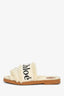 Chloe Beige Shearling Logo 'Woody' Sandals Size 36