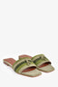 Loro Piana Green Suede Pleated 'Maxi Charms' Slides Size 38.5