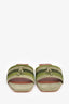 Loro Piana Green Suede Pleated 'Maxi Charms' Slides Size 38.5