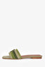Loro Piana Green Suede Pleated 'Maxi Charms' Slides Size 38.5