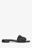 Miu Miu Black Matelasse Leather Logo Slides Size 39