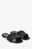 Miu Miu Black Matelasse Leather Logo Slides Size 39