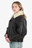 Acne Studios Black Leather Jacket With Fur Collar Size 32
