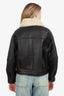 Acne Studios Black Leather Jacket With Fur Collar Size 32