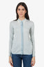 Max Mara Blue/White Stripe Virgin Wool Long Sleeve Collared Shirt Size XS