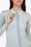 Max Mara Blue/White Stripe Virgin Wool Long Sleeve Collared Shirt Size XS