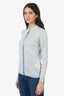 Max Mara Blue/White Stripe Virgin Wool Long Sleeve Collared Shirt Size XS