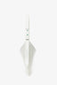 Bottega Veneta White Brushed Calfskin Flap Shoulder Bag With Green Metal Detail