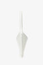 Bottega Veneta White Brushed Calfskin Flap Shoulder Bag With Green Metal Detail