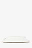 Bottega Veneta White Brushed Calfskin Flap Shoulder Bag With Green Metal Detail