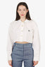 Miu Miu White Poplin Button Down With Crochet Collar Size 42