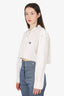 Miu Miu White Poplin Button Down With Crochet Collar Size 42