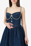 Self Portrait Blue Denim Crystal Embellished Mini Dress Size 10